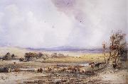 Peter Dewint View on the Lowther,with Cattle in the Water Spain oil painting artist
